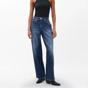 NWT Rag & Bone Miramar Wide-Leg Sweatpant Jeans Lenox Dark Blue Small